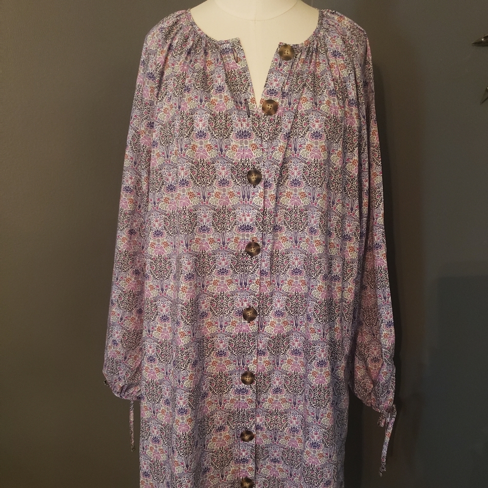 Tie-sleeve button-front organic cotton dress in Liberty® L BG129 NWT SOLD OUT - Picture 12 of 12
